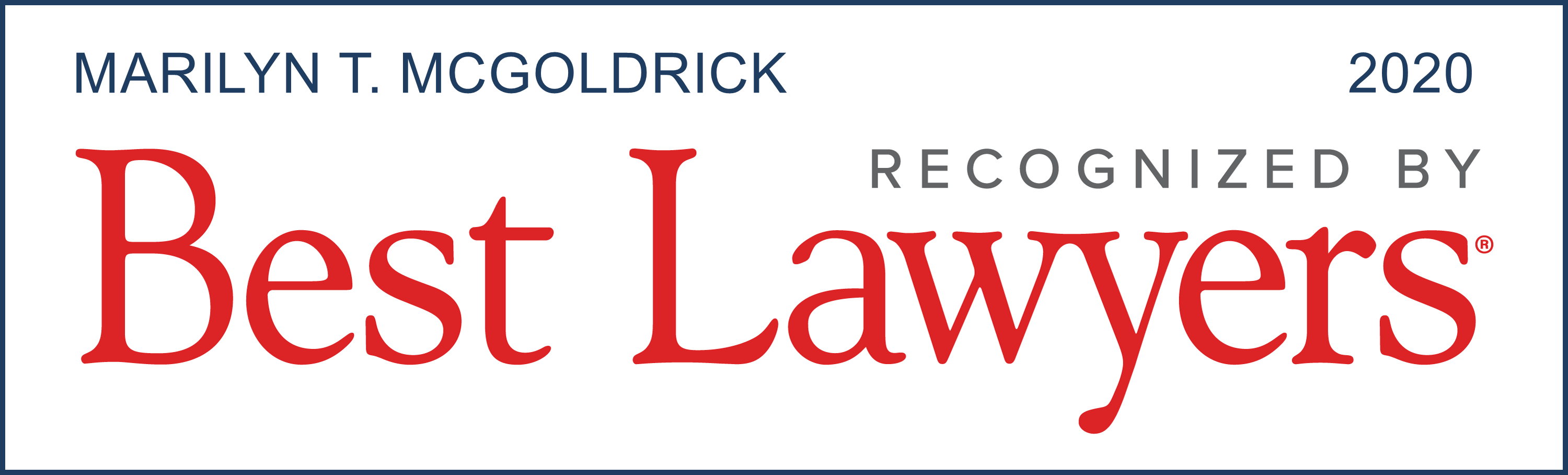 Logo, Marilyn T. McGoldrick, Recognized by Best Lawyers 2020